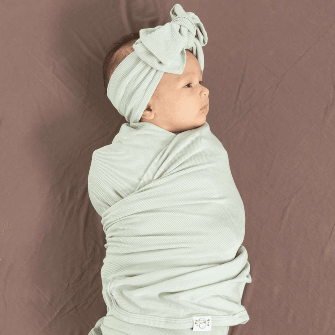 Swaddle in Green (Ribbed) - Coconut Pops