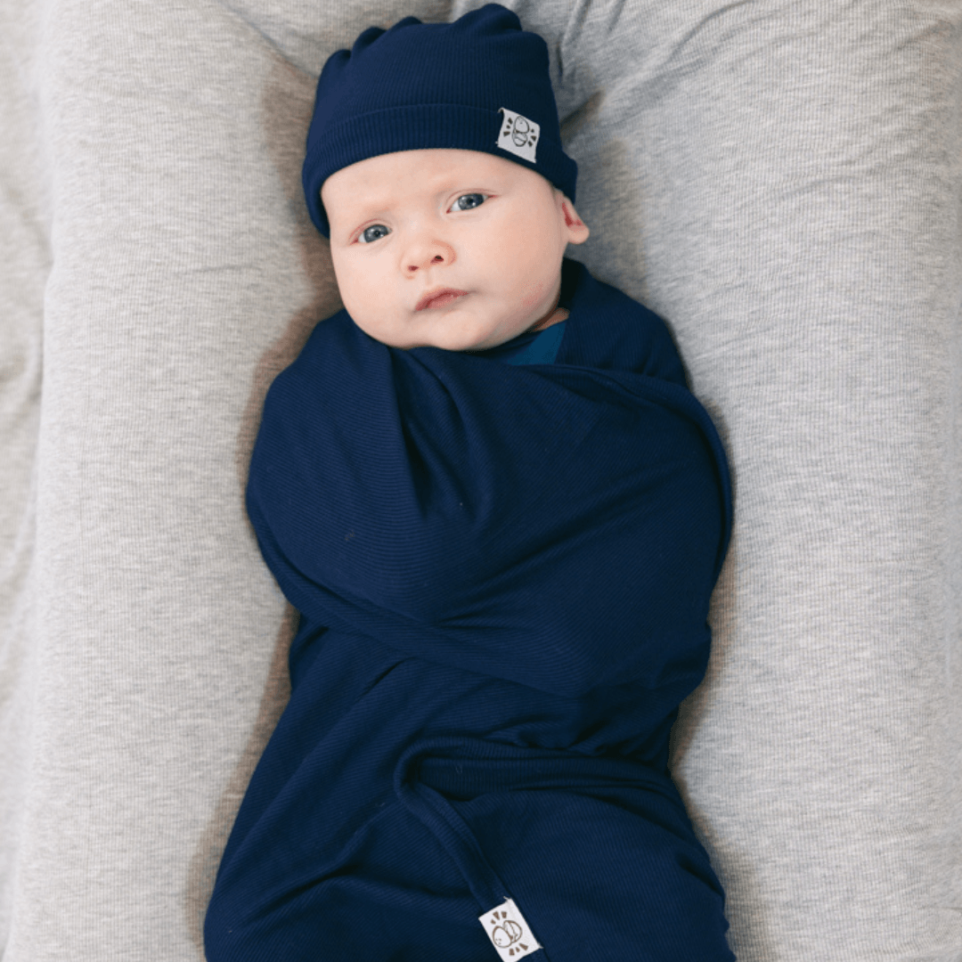 Swaddle in Navy (Ribbed) - Coconut Pops